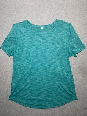 Lululemon Women's Size 10 Teal Green Long Distance Shirt Running Gym Yoga Top